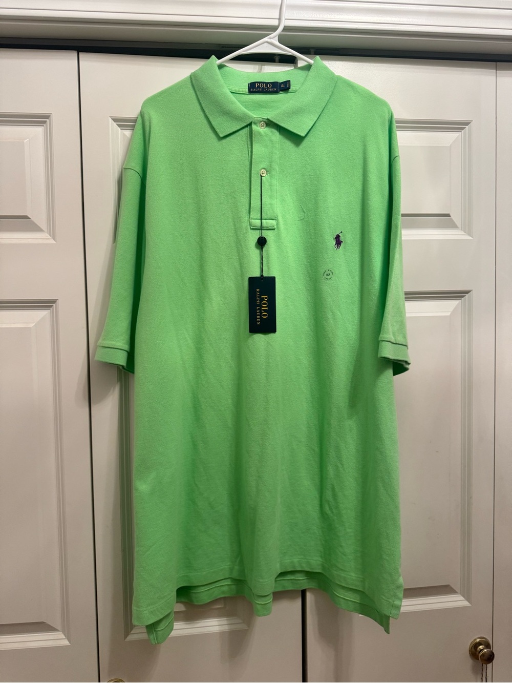 Polo Ralph Lauren Mesh Polo T Shirt Lime Green Purple Logo NWT XLT
